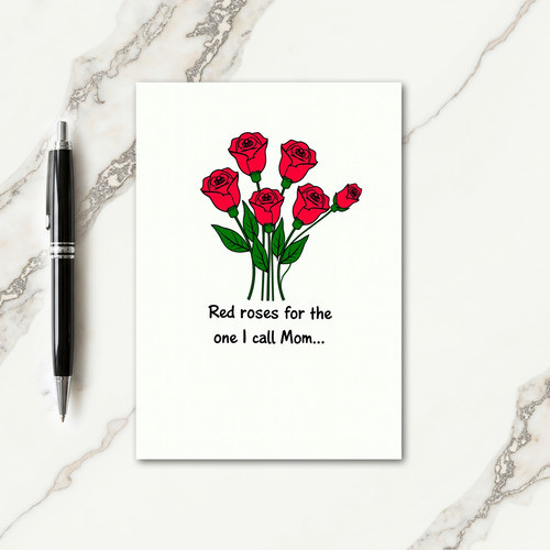 Red Floral Mom Message Card
