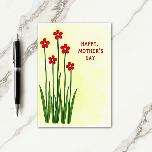 Red Floral Mothers Day Art Card