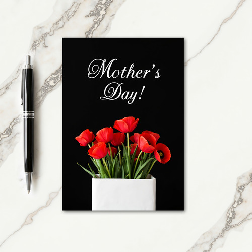 Red Floral Mothers Day Greeting Card