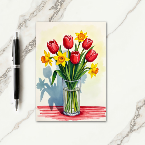 Red Floral Mothers Day Still Life Card