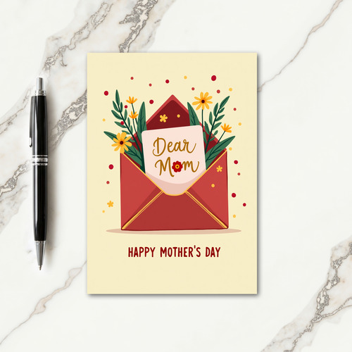Red Flower Dear Mom Card