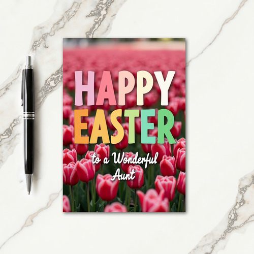 Red Flower Easter Wishes Card