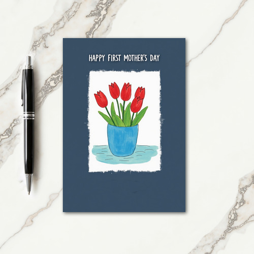 Red Flower Mothers Day Art Card