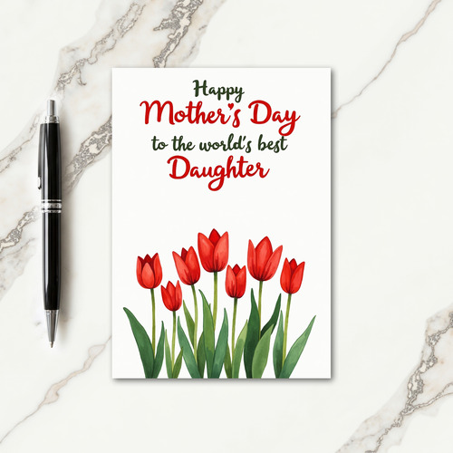 Red Flower Mothers Day Script Card