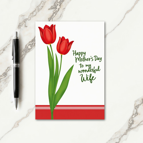 Red Flowers Mothers Day Wish Card