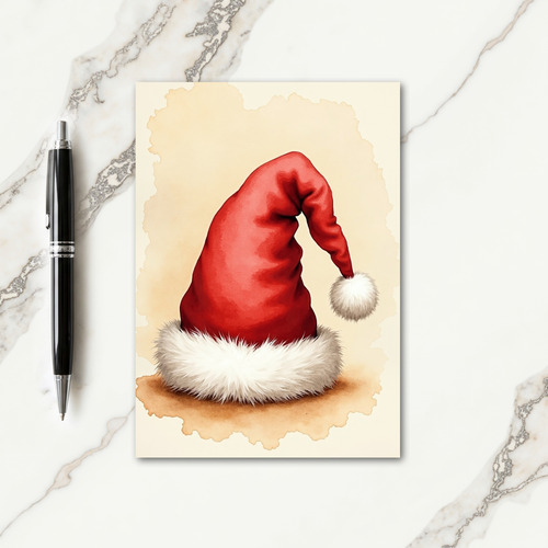 Red Furry Santa Hat Card