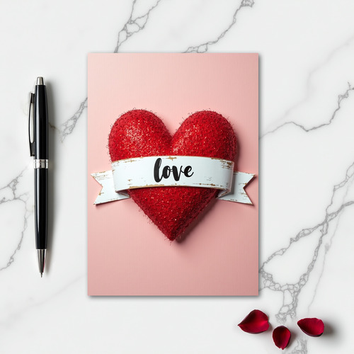 Red Glitter Love Heart Card