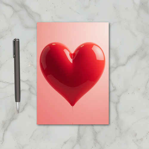 Red Glossy Heart Love Card