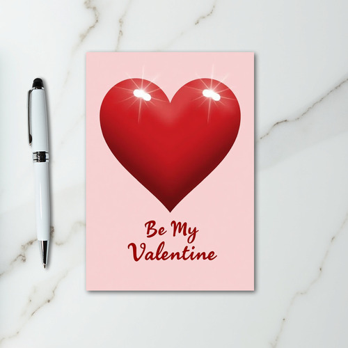Red Glossy Heart Valentines Card