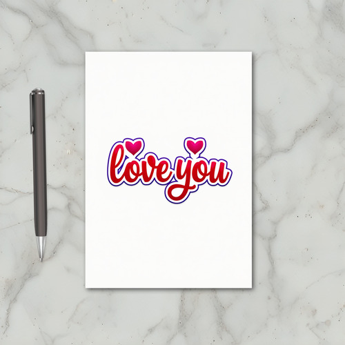 Red Glossy Love You Valentines Card