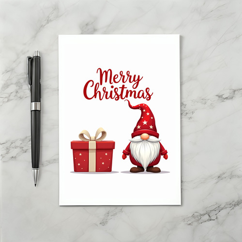Red Gnome Christmas Card