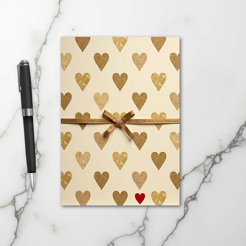 Red Gold Hearts Love Card