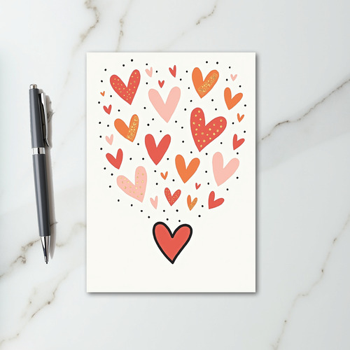 Red Gold Hearts Valentines Card