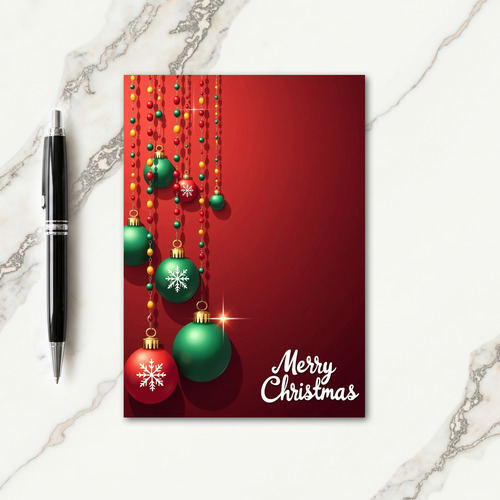 Red Green Ornaments Card