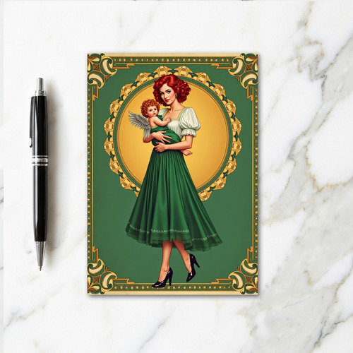 Red Haired Woman Art Nouveau Card