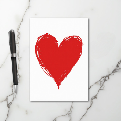Red Hand Drawn Love Heart Card