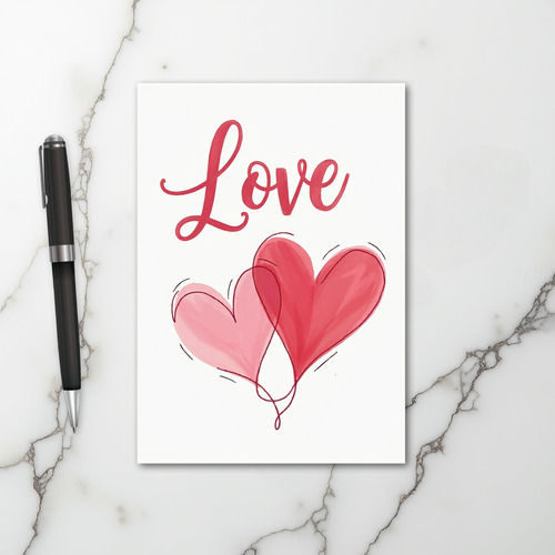 Red Hand Drawn Valentines Love Card
