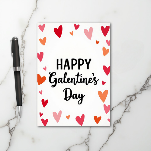 Red Happy Galentines Day Card