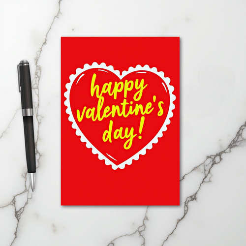 Red Happy Heart Valentine Day Card