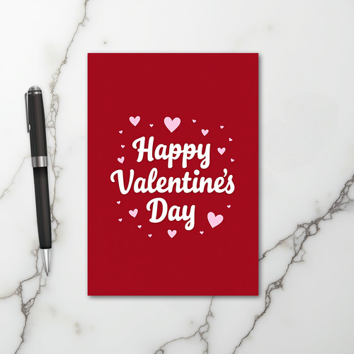 Red Happy Hearts Valentines Day Card