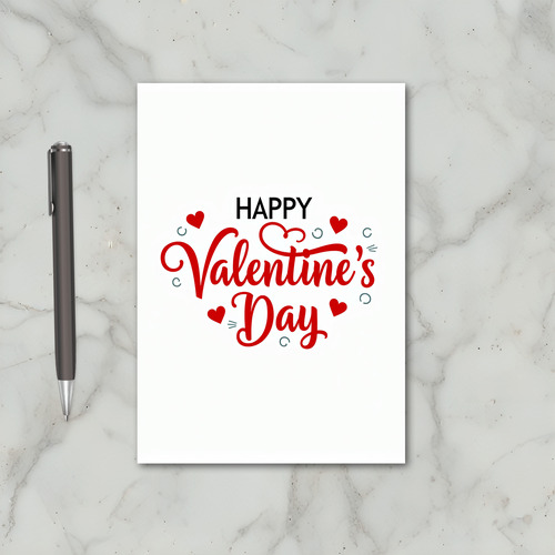 Red Happy Script Valentines Day Card