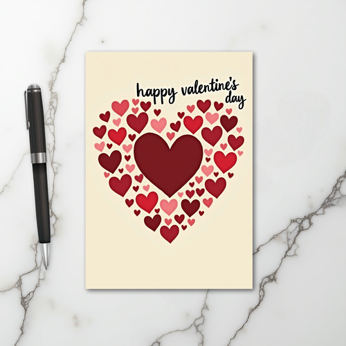 Red Happy Valentines Day Hearts Card