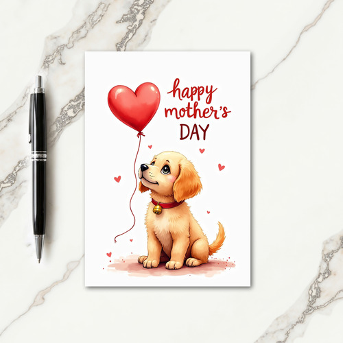 Red Heart Balloon Mothers Day Card