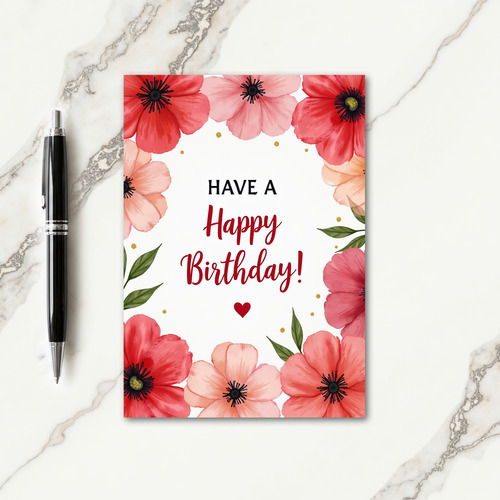 Red Heart Birthday Card