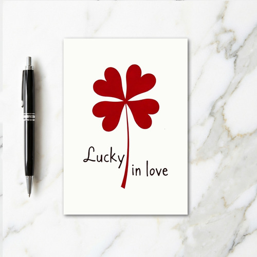 Red Heart Clover Card