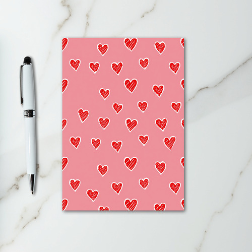 Red Heart Doodle Pattern Love Card