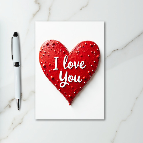 Red Heart Dotted I Love You Card