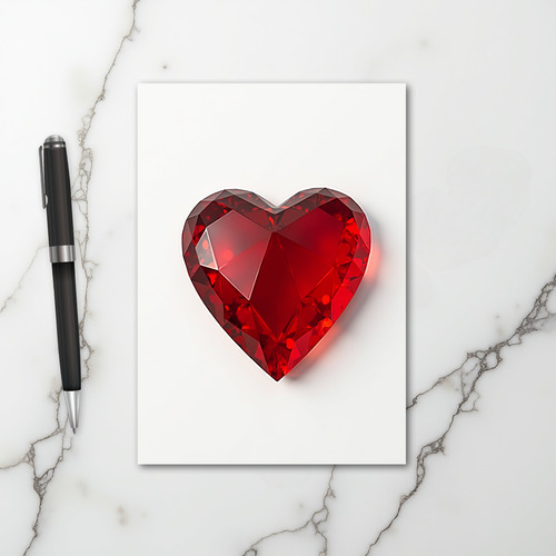 Red Heart Gem Love Card