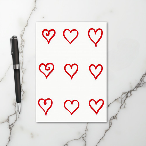 Red Heart Hand Drawn Love Card