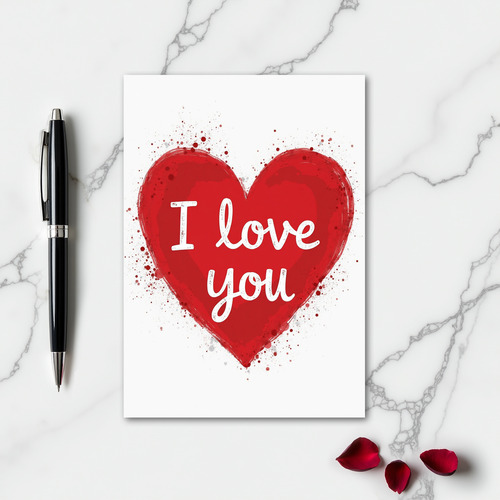 Red Heart I Love You Art Card