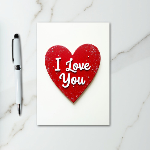 Red Heart I Love You Dot Pattern Card