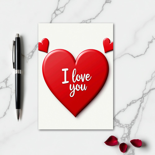 Red Heart I Love You Message Card