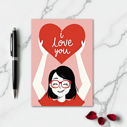 Red Heart Love Faux Gold Foil Card