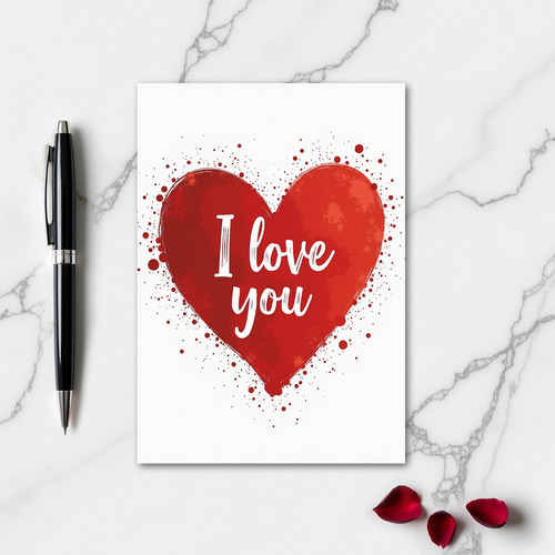 Red Heart Love You Art Card