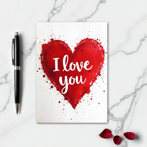 Red Heart Love You Message Card