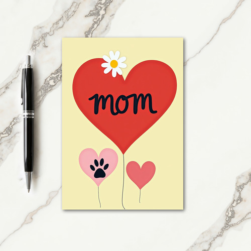Red Heart Mom Illustration Card