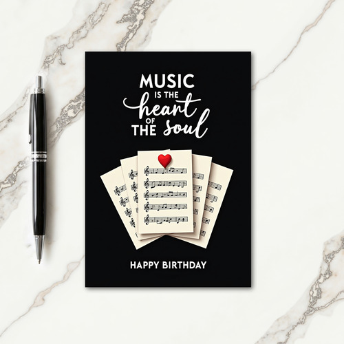 Red Heart Music Birthday Card