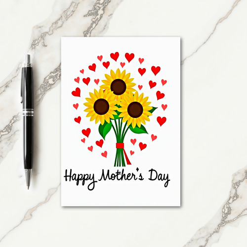 Red Heart Pattern Bouquet Card