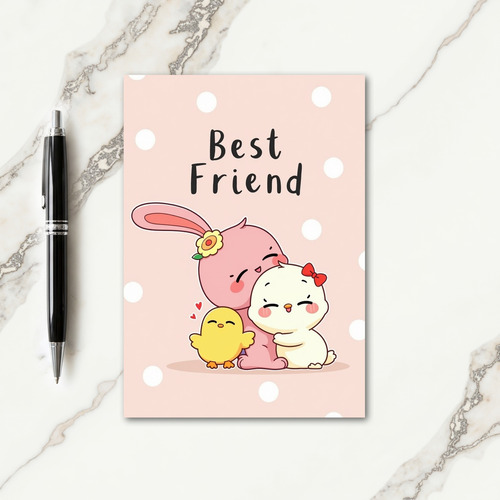 Red Heart Pattern Friend Card