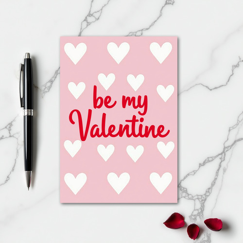 Red Heart Pattern Valentine Card