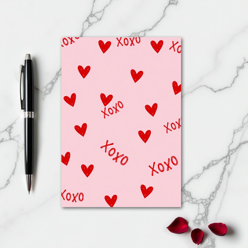 Red Heart Pattern Xoxo Card