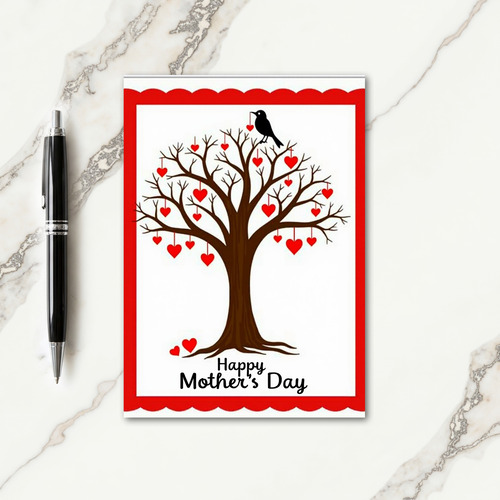 Red Heart Tree Mothers Day Card