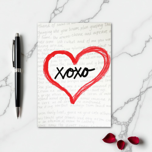 Red Heart Xoxo Kraft Paper Look Card