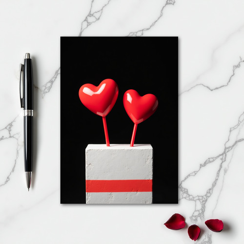 Red Hearts Concrete Love Card