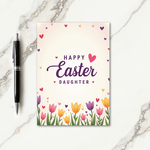 Red Hearts Daughter Easter Card