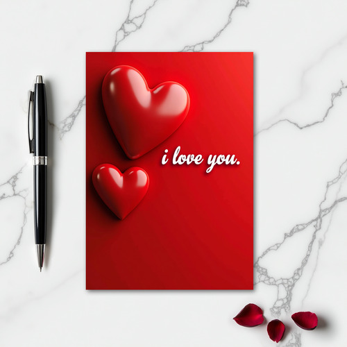 Red Hearts Faux Gold Foil Card